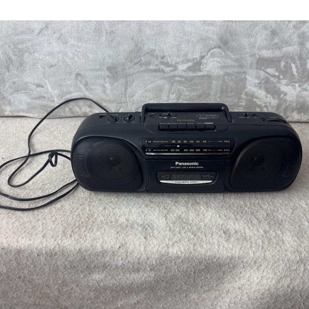 Panasonic RX-FS430A Boombox AM FM Radio Cassette Recorder Player Black Vintage